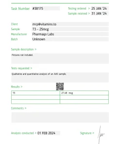 Alternative view of T3 – PharmaQo [100tab/25mcg]